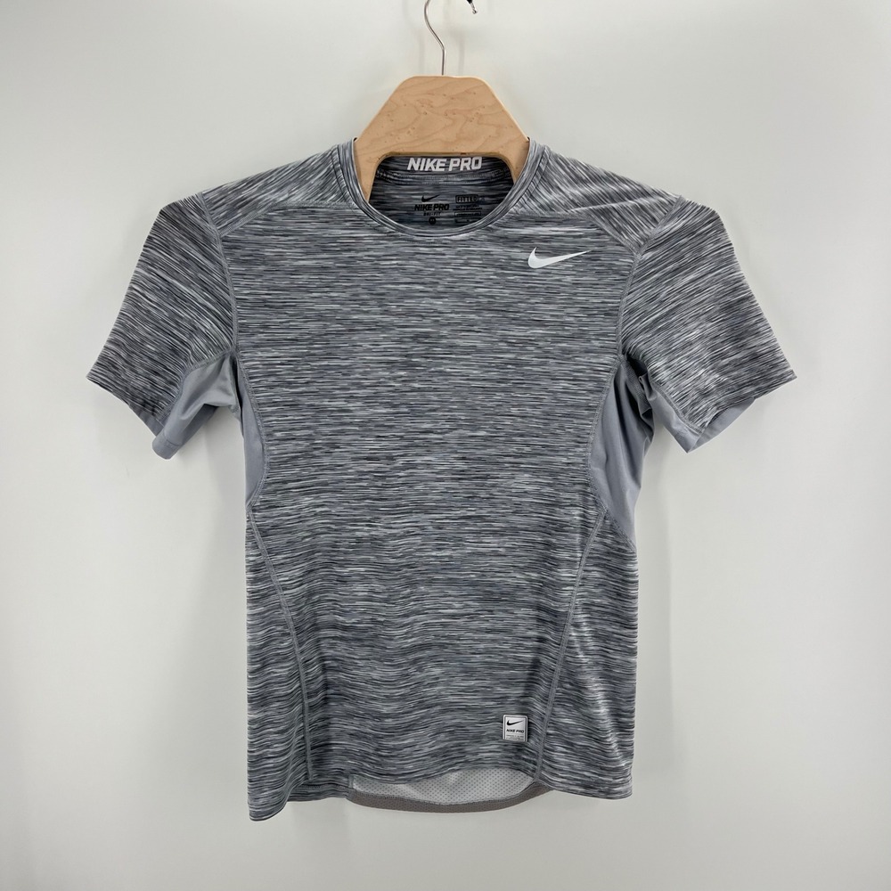 Nike Pro Dri-FIT Fitted Training Shirt Medium Gray Space Dye Performance Gym Top
